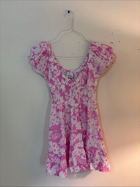 Pink Floral Off-Shoulder Dress